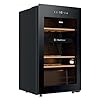Haier Wine Bank 50 Series 5 HWS32GDG - Vetrina da 32 bottiglie, 2 zone indipendenti, ripiani in legno, filtro anti-UV, sistema anti-vibrazione, display digitale, illuminazione a LED, 37 dbA, nero