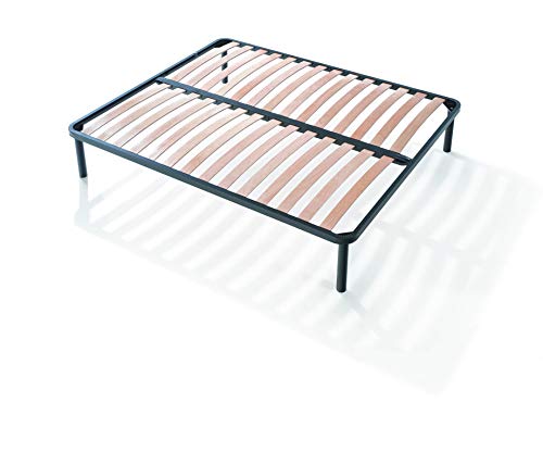 EvergreenWeb - Somier 170x200 de Láminas de Madera y Estructura Portante de Hierro Reforzada con 4 Pies Extraíbles, Ortopédico, Base Empotrada para Todas Las Camas y Colchones - Apple