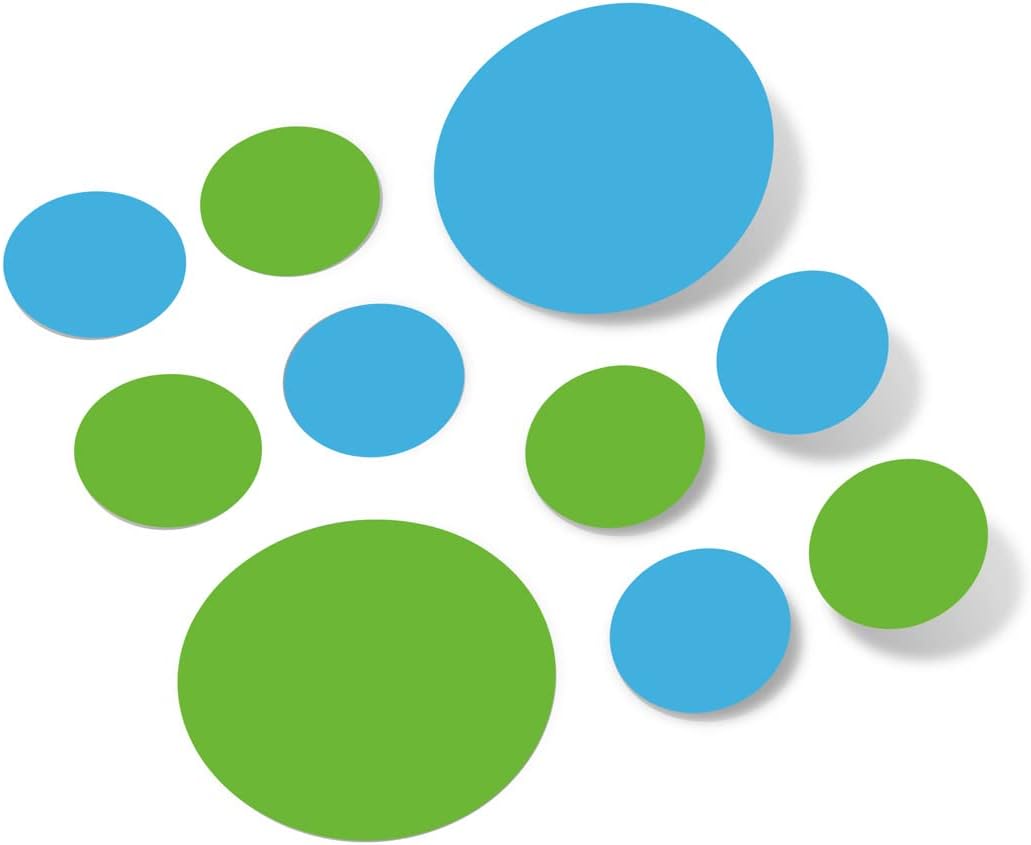 Lime Green/Ice Blue Vinyl Wall Stickers - 2 & 4 inch Circles (300 Decals)
