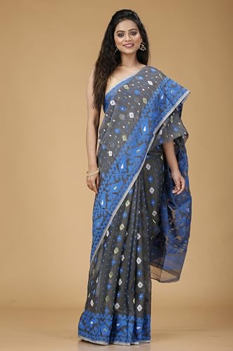 Image of OISHANI SAREE GHOR Women's Traditional Bengal Cotton Silk Soft Jamdani Saree - Beautiful design and Quality - Without Blouse Piece