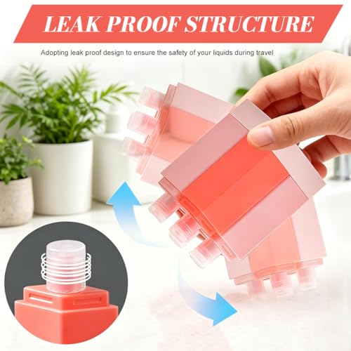 Image of MAYCREATE 4 in 1 Travel Dispenser Bottle Reusable Travel Toiletry Bottles Kit, Leak-Proof Refillable Containers for Storing Shampoo Shower Gel, Toiletries Bottle for Gym, Business Trip