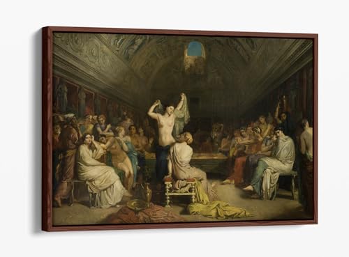 Tableau Tepidarium de Pompéi avec cadre en noyer élégant pour salon chic
