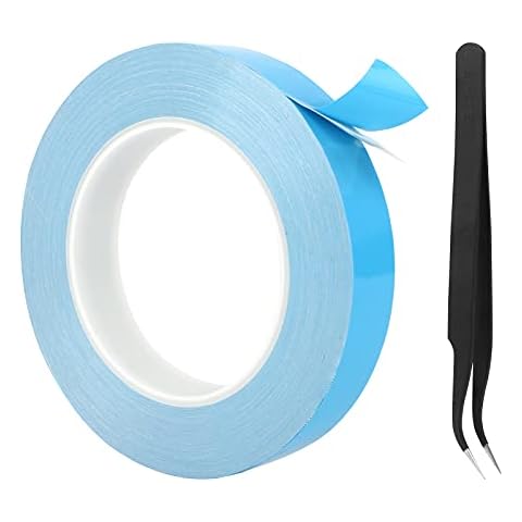 Fumanduo 1 Pack Thermal Adhesive Tape + 1 Pack Tweezers, Double Sided Cooling Tape Thermal Conductive Tape Heatsink Thermal Tape Heat Conductive Tape for Computer CPU IC Chipset LED Lighting Cover