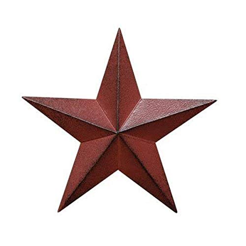 YUMBOR Rainbow Handcrafts Rustic Metal 3D Barn Star Patriotic Wall Decor Vintage Wall Star Country Primitive Home Decor July 4th Country Americana Patriotic Wall Ornament, Outdoor Decoration 12 Inches-Burgundy