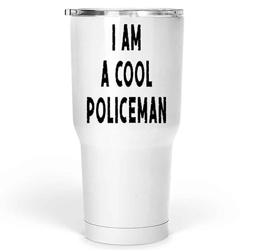 Cop Present for Law Enforcement Officers, an Excellent Mother's Day Surprise - German Quote and Cool Cop Design on 30 Oz White Stainless Steel Large