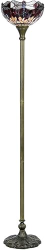 Miniatura 3 de Speculo Lighting Tiffany Style Lámpara de pie W12H 70 pulgadas Libélula roja de cristal manchado pantalla pantalla luz de lectura para sala de