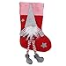 Sac cadeau chaussettes de Noël, ornements à suspendre de Noël en peluche vieil homme sans visage bas de Noël décoration pour chaussettes cadeaux remplis, cartes-cadeaux, jouets, autocollants(Red)