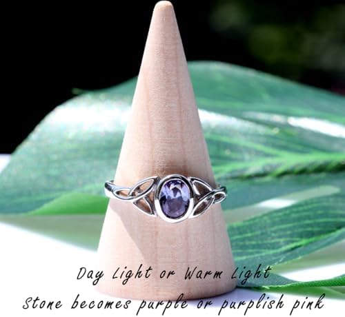 Silvershake Created Color Change Alexandrite White Gold Plated 925 Sterling Silver Triquetra Celtic Knot Ring Size 9.5 - 4