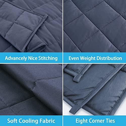 Cooling Weighted Blanket for Adults 20lbs,48"x72", Twin Full Size Heavy Throw Blanket for 130-220lbs, Microfiber Soft Thick Big Blankets Weighted Comforter Breathable Gift for Sleeping, Grey