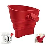 Silikon-Mehltrichter-Zubehör für Kitchen Aid 4,3–4,8 l (KSM150), faltbarer Spritzschutz, verlängerter Boden, spülmaschinenfestes Standmixer-Zubehör (Red)