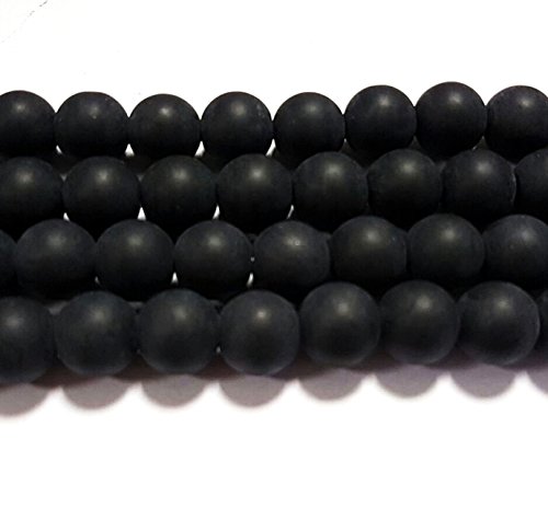 Perlin Frosted Glass Beads Ball Black Beads 10 mm Matt Strange Iced Pearl R60 - Image 2