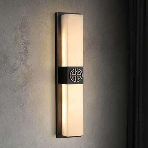 Apliques de Pared Modernos, Luces de mármol Natural, lineales, alabastro, Cuadrados, de latón Negro, alabastro con atenuación LED, Aplique para Dormitorio, Sala de Estar, Comedor,