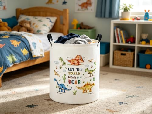 Image of Baby Laundry Hamper kids laundry Basket Waterproof Laundry Bag for Bedroom Clothes Organizer Room Decor(Dinosaur)