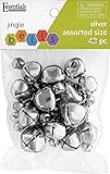 Includes 43 silver jingle bells in assorted sizes: .5", .75", and 1"—perfect for ornaments, costumes, wreaths, and holiday craft projects Add festive charm and sound to greeting cards, holiday gifts, home décor, and scrapbooking with these classic me...