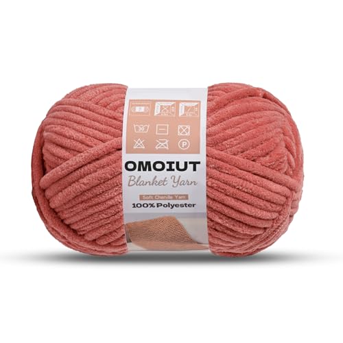 Image of OMoiout Chunky Chenille Yarn for Crocheting, Soft Baby Blanket Yarn, #7 Super Bulky, Chunky Knit Blanket Crochet Yarn, 7 oz /109.4 yds Fluffy Velvet Amigurumi Yarn(Dusty Pink)