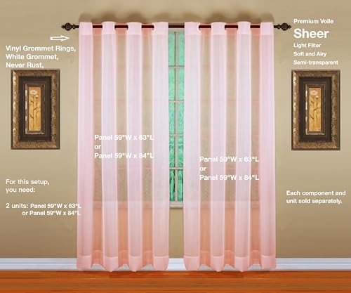 Image of Today's Curtain, Emelia Grommet Sheer Panel 84 inch Rose, 59 inch W x 84 inch L