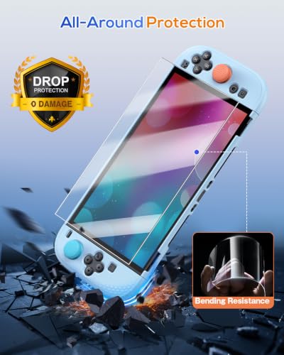 Image of FYOUNG Switch 2 Protective Case&Screen Protector Set, Dockable Cute Cover Hard Shell for Nintendo Switch 2 Console Accessories,Travel-Friendly,Kickstand Cutouts(Light Blue, for Switch 2 7.9inch)