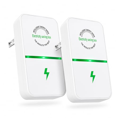 Home Power Saver Plug Energy Saving Box with Voltage Stabilizer & Power Factor Optimization Smart Power Saving Device for Home Office RV Plug-and-Play Household Electricity Saver 2 Pack