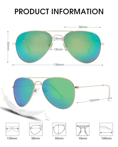 Image of Joox Aviator Sunglasses for Men Women,Polarized UV 400 Protection Lens with Metal Pilot Frame Unisex