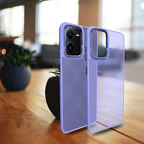Image of A rtistque Frosted Translucent Back Cover Case for Vivo V25 5G | Electroplated Chrome Ring | Raised Camera Edges for Protection | Smooth Sides TPU - Purple