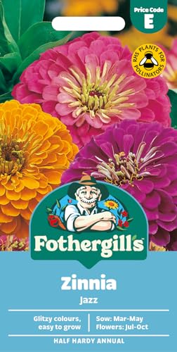 Fothergills Zinnia Jazz Flower Seeds 90 Seeds Sow: Mar-May