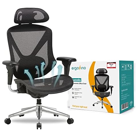 Ergofino Bürostuhl Ergonomischer Schreibtischstuhl Drehstuhl, verstellbare Kopfstütze Lordosenstütze Armlehne Cover