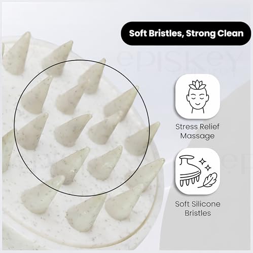Image of Episkey Scalp Massager Shampoo Brush for Hair Wash Anti-Dandruff Silicone Scalp Scrubber with Soft Bristles | Deep Clean, Exfoliation & Hair Growth Ayurvedic Head Massage Brush for Men&Women(JW-35)