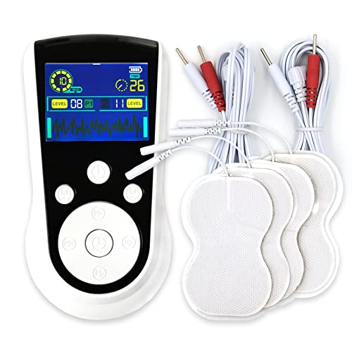 TENS Unit Muscle Nerve Stimulator, Electric Pulse Massager for Muscles - Strength Pain Relief for Back Pain, Neck Pain, Body Pain - Dual Channel Includes 4 Tens Pads