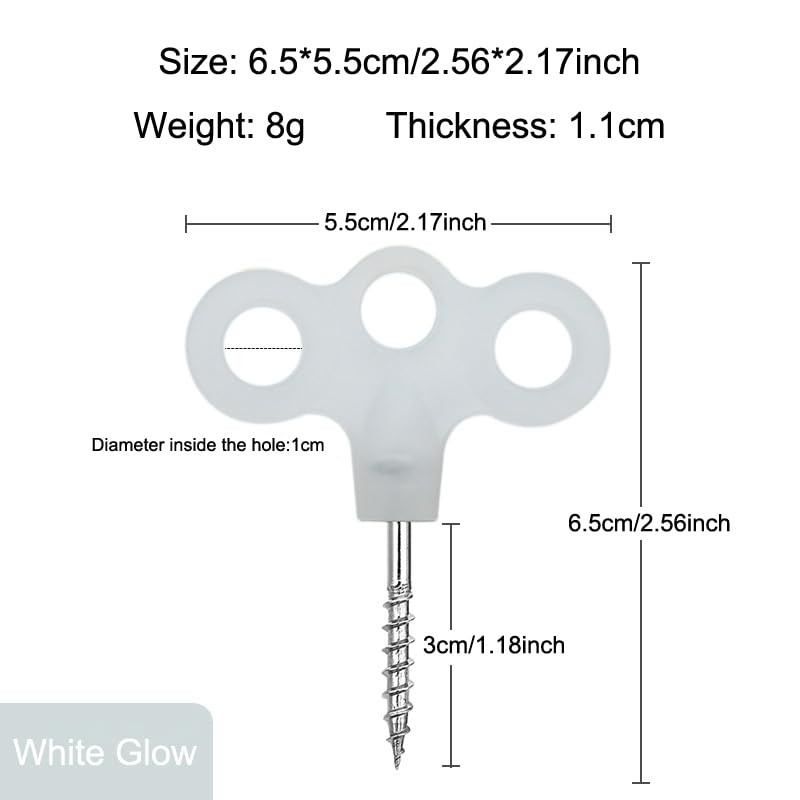 SquEqu 8 Pack Deck Pegs Tent Stakes Wood Screw Hooks Luminous Screw-in Eye Hook Tree Tent Pegs for Outdoor Camping Hiking Tarp Guyline Tent Rope Guy Guide Lines Deck Boards Backpacking Canopy