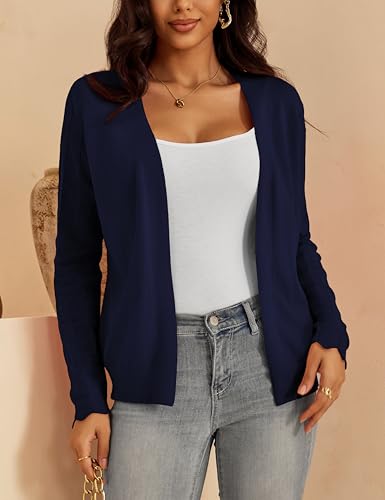 Image of VOIANLIMO Womens Cardigan Lightweight Open Front Knit Long Sleeve Cardigans Sweaters for Women