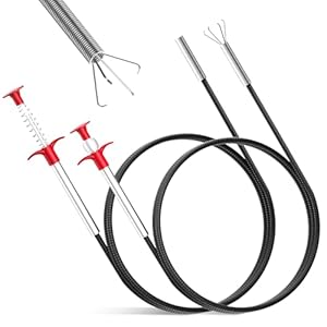 2 Piezas Desatascador Tuberias Profesional, 90 cm/200 cm Alambre Desatascador Tuberias, Desatascador de DesagÃ¼e Fuerte y Flexible, Pinza TelescÃ³pica Flexible, Garra Flexible, para baÃ±o de Cocina
