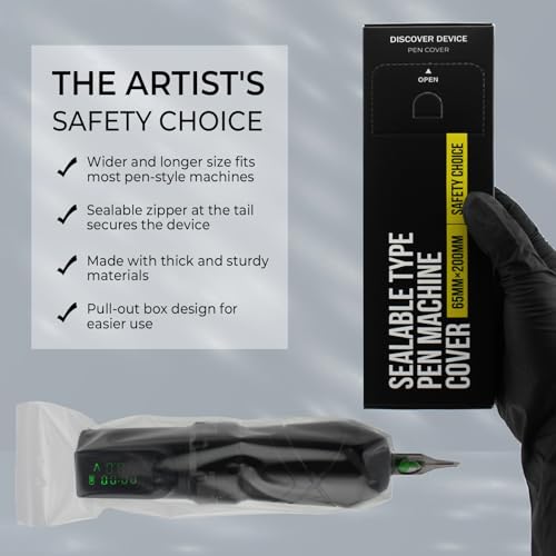 Sealable Tattoo Pen Covers Large, Gun Covers 2.5\'\'x 7.8\'\', 200pcs Tattoo Machine Covers, Tattoo Machine Wrap for Tattoo Artists - Pro Supplies Accessories Clear(2.5inchX7.8inch) - Thumbnail 5