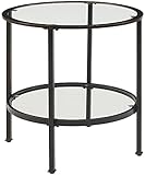 Crosley Furniture Aimee Mesa redonda de cristal, bronce aceitado