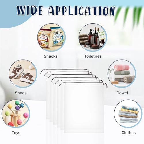 60 Pieces Plastic Drawstring Shoe Bags for Travel,30 * 40cm Translucent Bags with Rope for Storage,Large Household Portable Dustproof Waterproof Storage Organizers Pouch,Travel Accessories4