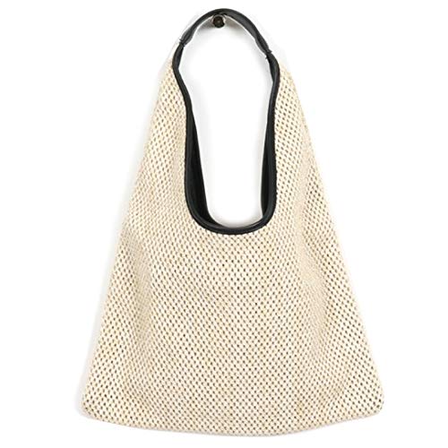 Bestlymood Bolsos de Hombro de Mujer de Moda Bolso de Paja Tejido de Mimbre Bolsos de Dise?O Bolso de Gran Capacidad Bolso de Playa de Verano Femenino Beige