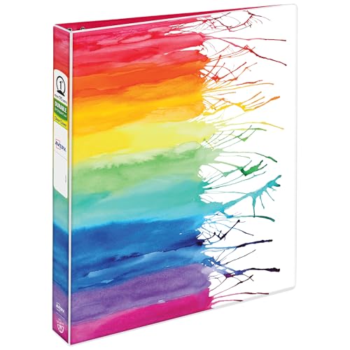 Avery + Amy Tangerine Designer Collection Binder, 1 Inch Round Rings, 175-Sheet Capacity, Watercolor Rainbow (28322)