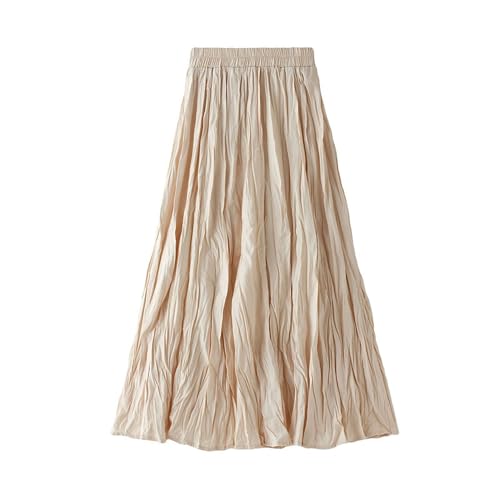 Womens Flowy Maxi Skirt Elastic High Waisted Pleated Skirts Trendy Casual A-Line Skirt for Prom Beach Wedding Party