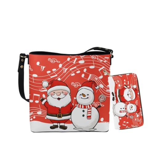 Image of HUGS IDEA Leather Purses and Handbag for Women Bucket Bag with Wrist Wallet 2 Packs