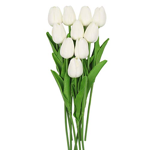 Hiveseen Künstliche Blumen,10 PCS gefälschte Blumen Tulpenstrauß Latex Material für Hausgarten Party Blumen Büro Dekoration DIY