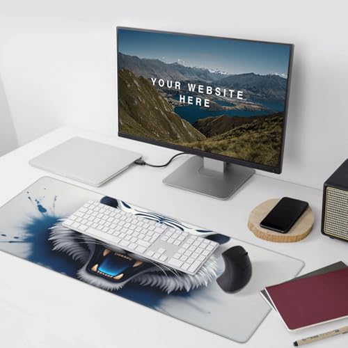 Tapis de souris de jeu haute précision tigre bleu aux bords cousus
