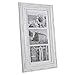 Malden International Designs Whitman White Wash Matted 3 Opening Collage Wood Picture Frame, 5 by 7-Inch