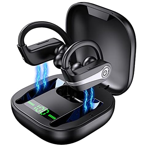 Wireless Earbuds, Wireless Headphones Sport Bluetooth 5.1 Headphones In Ear with Mic, IP7 Waterproof Wireless Earphones Deep Bass Noise Cancelling, 50H Ear Buds with LED Display, Headsets for Running Cover