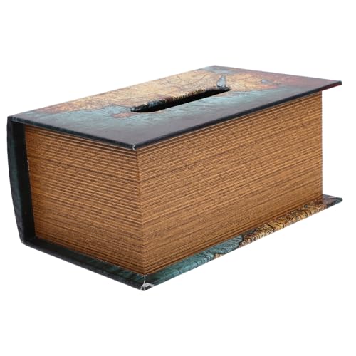 OUNONA Caja de Tejido en Forma de Libro Cofre del para Cubierta de Papel higiénico Organizador de servilletas Soporte de Papel higiénico servilletero de baño Madera