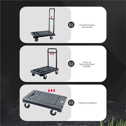 Carretilla de mano plegable con plataforma plana y 4 ruedas miniatura 4