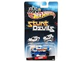 Age : 3 ans et plus pour Hot Wheels Voiture Blanche Buggy : Stunt Devils - Set véhicules cascadeurs + Une Carte Tigre