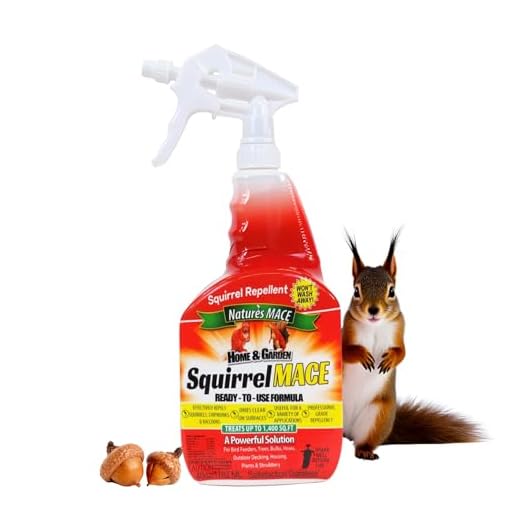 Nature's Mace Squirrel Repellent 40oz Spray/Covers 1,400 Sq Ft/Keep Squirrels & Chipmunks from Destroying Trees, planters, flowerbeds, and Bird feeders/Safe to use Around Children & Plants