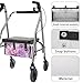 Uorisanigo Walker Bag Purple Pink Rose Under Seat Bag for Rollator Walker Foldable Walker Storage Bag with Big Capacity Polyester Accessories Bag for Walker