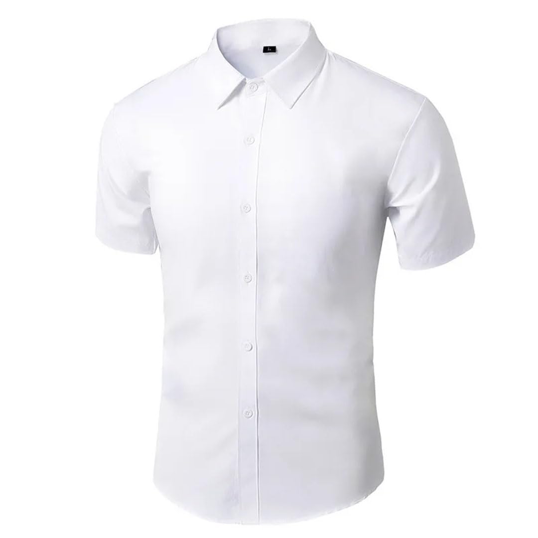 Camicia da uomo estiva da lavoro professionale con risvolto a maniche corte con bottoni