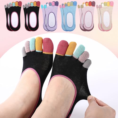 Image of Bencailor 6 /15 Women Cotton Five Toe Socks No Show Ankle Socks with Toes Separated for Athletic Walking Yoga