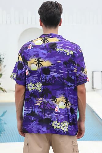 Image of Cromoncent Matching Hawaiian Outfits for Family, Dad and Son Matching Luau Beach Tropical Shirts Mommy Daughter Tropical Sets